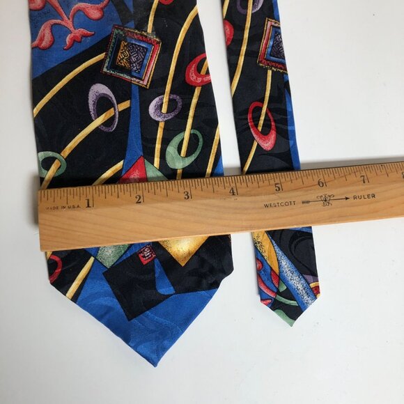 Carlo Palazzi Studio Silk Tie Black Colorful Mens Necktie Office Artistic Fun - Picture 3 of 8
